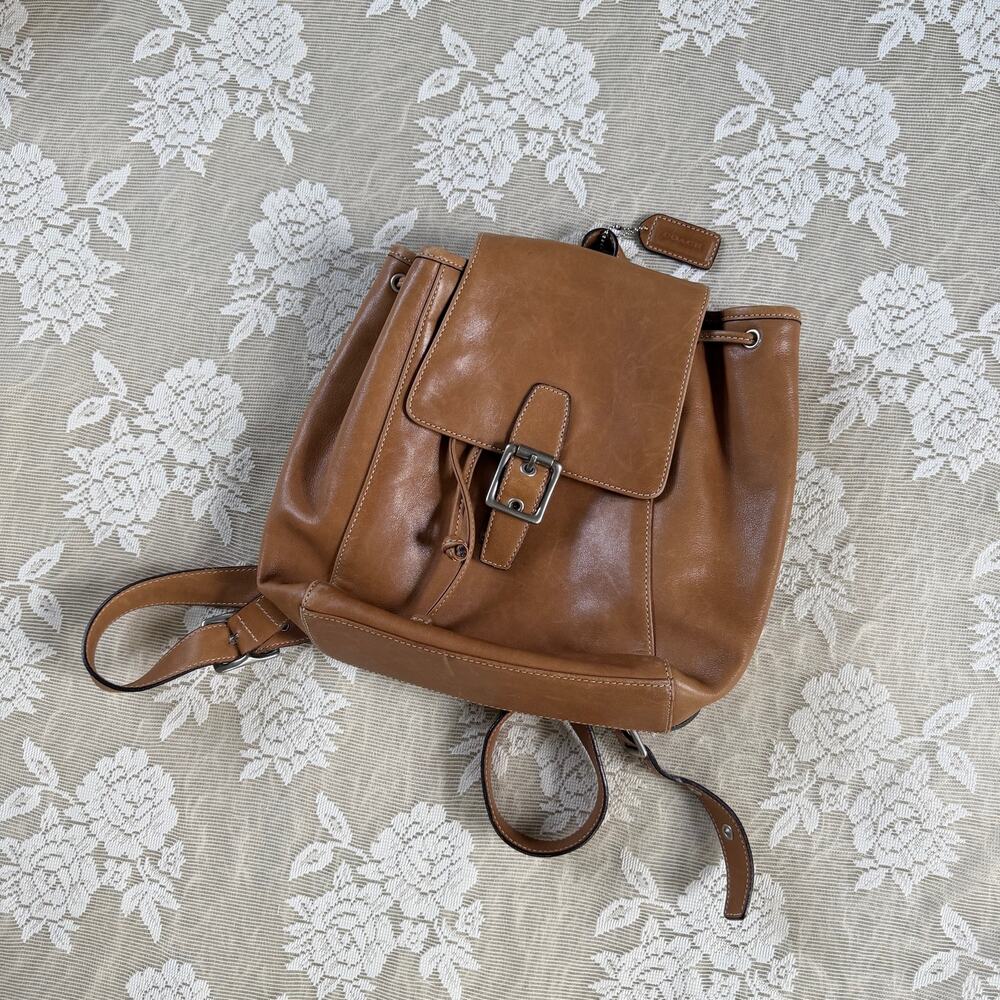 Coach Legacy Leather Buckle Backpack Brown